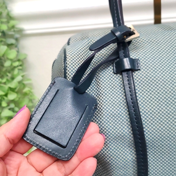 Bally small checkered bag Hand Bag Blue and White Canvas/Leather💙🤍 - Picture 5 of 17